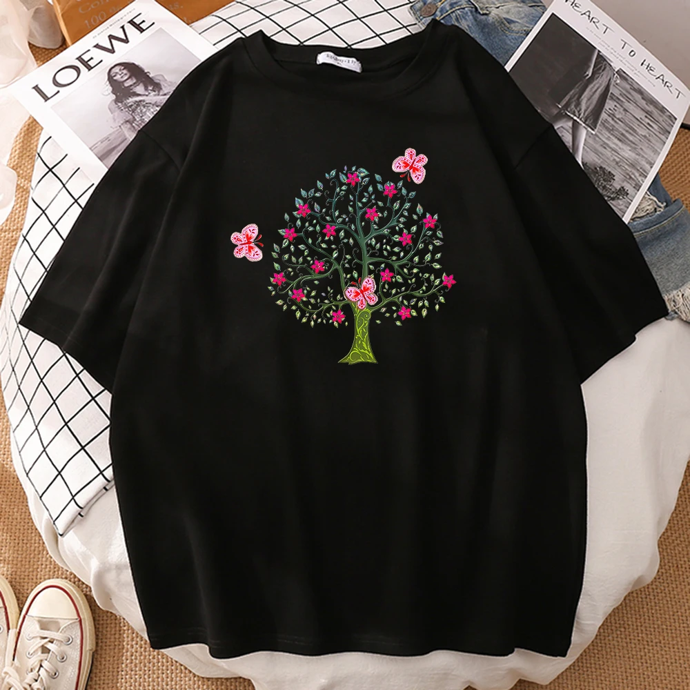 

High Quality T-Shirts Sport Slim T Shirt Flower Butterfly Tree Printing Male Tshirt Creativity Fashion Breathable Mens Clothes