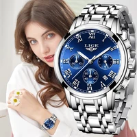 lige 2021new fashion women watches ladies top brand luxury waterproof quartz clocks watch women stainless steel date gift clock