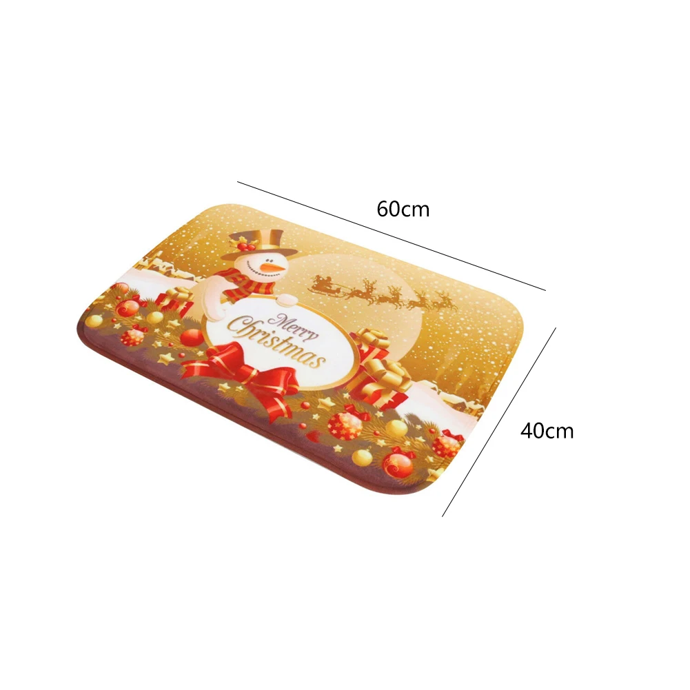 

Hot Sale Christmas Floor Mat Santa Claus Flannel Carpet Rug Non-Slip Xmas Decor Christmas Mat Party Supplies