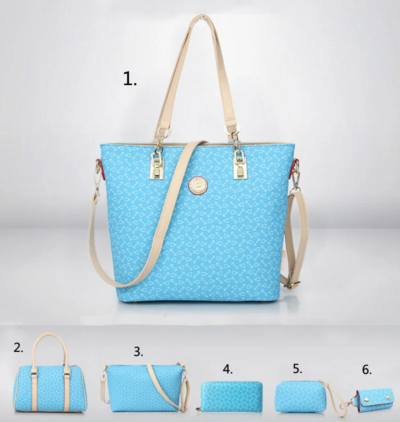 Autumn New Fashion Women's Bag 6 Piece Set Plaid Bag Lady Slung Hand Bag Shoulder Messenger Composite Bag