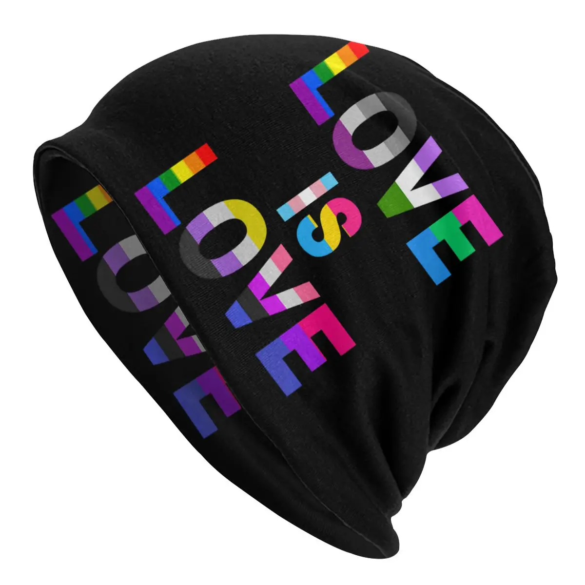 

Вязаная шапка Love Is Love, головной убор ЛГБТ, гордость, радуга, в стиле Харадзюку, винтажные шапочки, облегающие шапки, мужские весенние теплые ш...