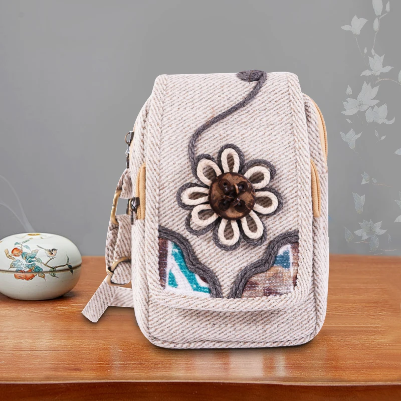 Женская сумка на плечо ручной работы с цветком в богемном этническом стиле Teenger