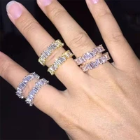 fashion white zircon round ring for women wedding engagement party jewelry female copper hand accessories