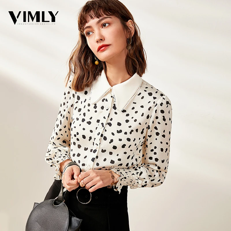 Vimly женская шифоновая леопардовая Блузка Элегантные женские шифоновые рубашки