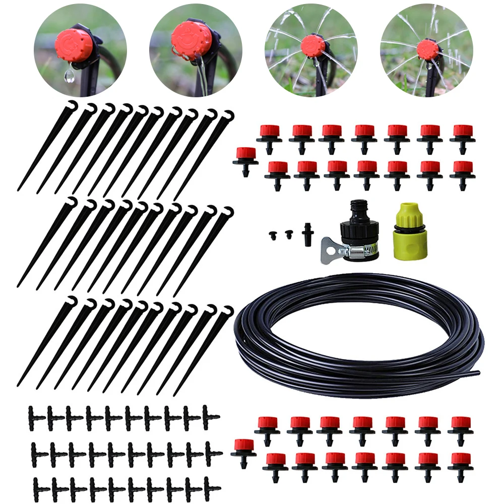 

DIY Drip Irrigation System Automatic Watering Garden Hose Micro Drip Watering Kits with Adjustable Flow Dripper Outdoor