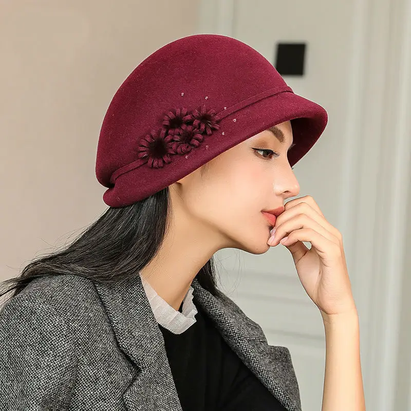 Мать подарок женские осенние и зимние стиль non Fashion шерстяная шляпа Вечерние