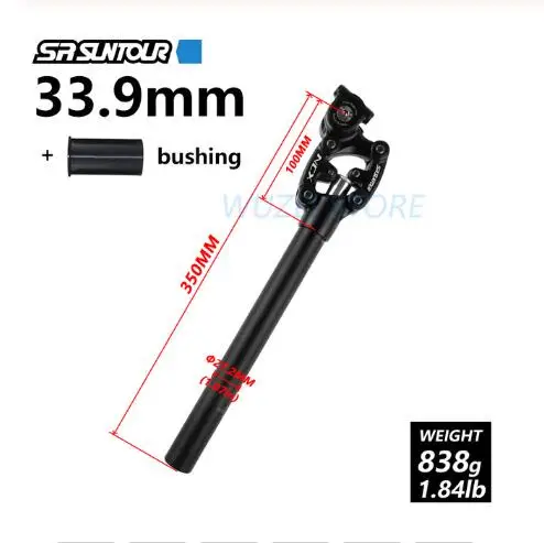 SR SUNTOUR 33.9mm SR SUNTOUR Велосипедное Сиденье Велосипеда NCX путешествия Подседельный штырь для горного велосипеда, 350 мм/400 мм* 27,2/28,6/30,0/30,1/30,4/30,8/31,6/33,9 мм трубки - Цвет: SR SUNTOUR 33.9mm