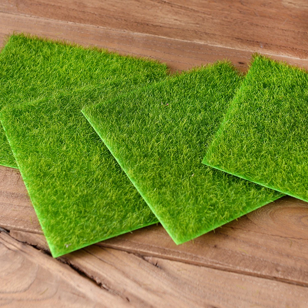 4pcs 15 X 15CM Lifelike Fairy Green Grass Artificial Miniature Ornament Lawn Garden Mini House Craft Pot | Дом и сад