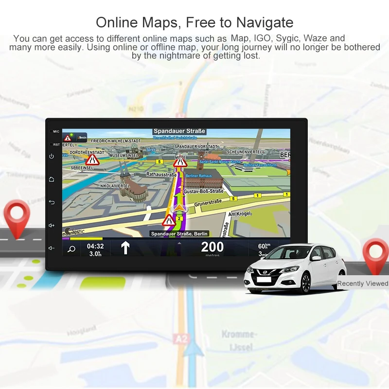 7 дюймов Android8.1 2 Din автомобильный DVD радио мультимедиа плеер GPS навигация