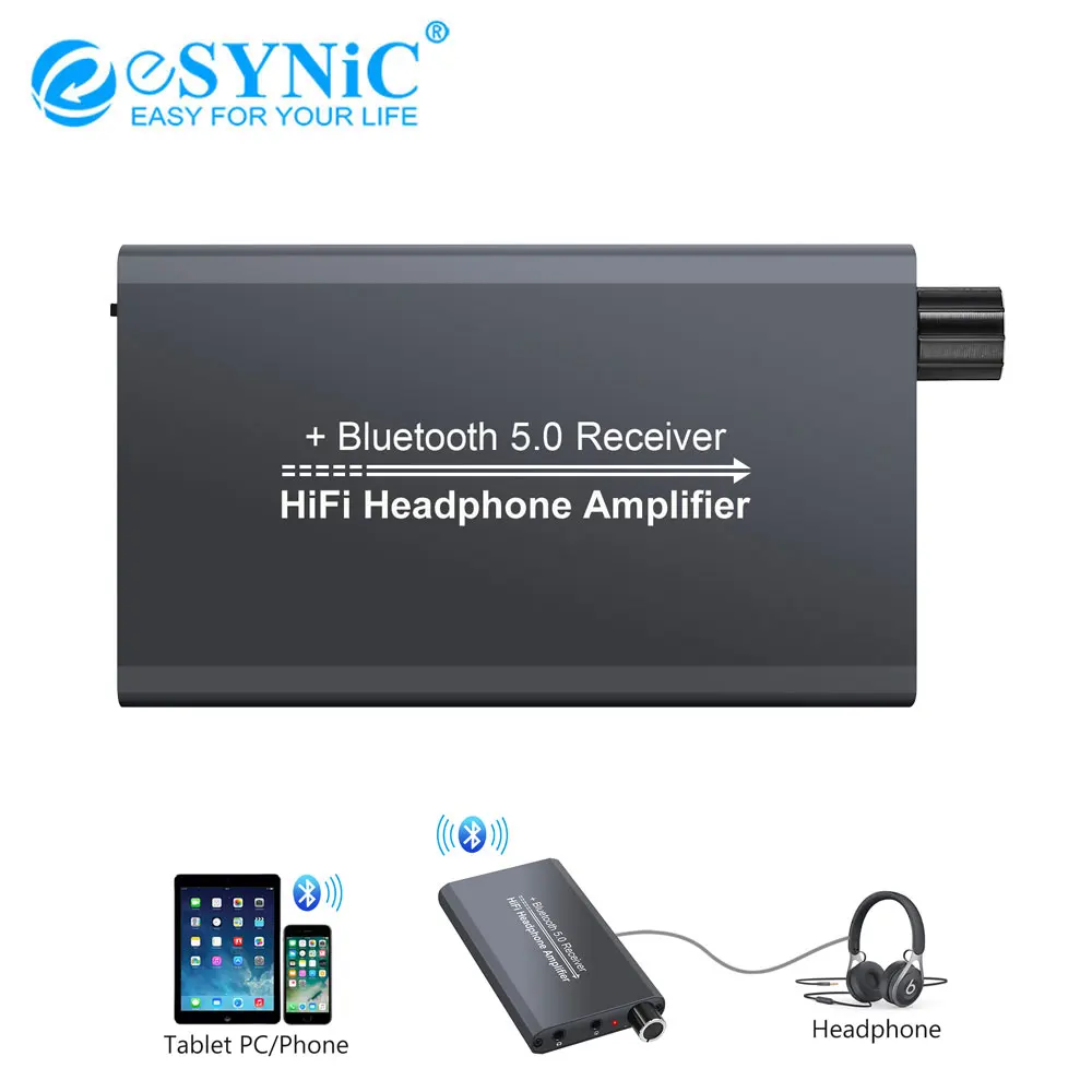 ESYNiC Bluetooth HiFi усилитель для наушников 16 300Ω 3 5 мм аудио Поддержка AptX низкая задержка