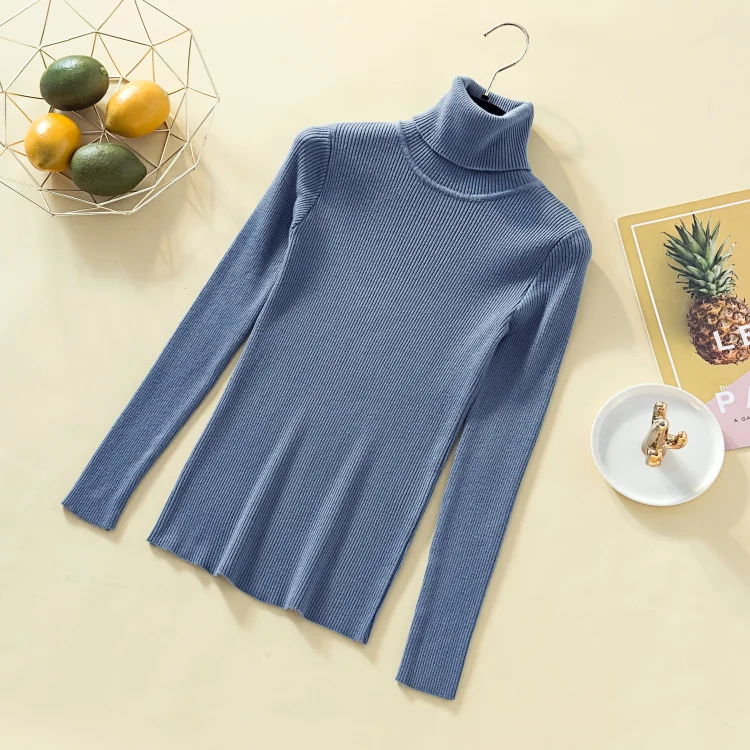 On sale 2019 autumn winter Women Knitted Turtleneck Sweater Casual Soft polo-neck Jumper Fashion Slim Femme Elasticity Pullovers | Женская