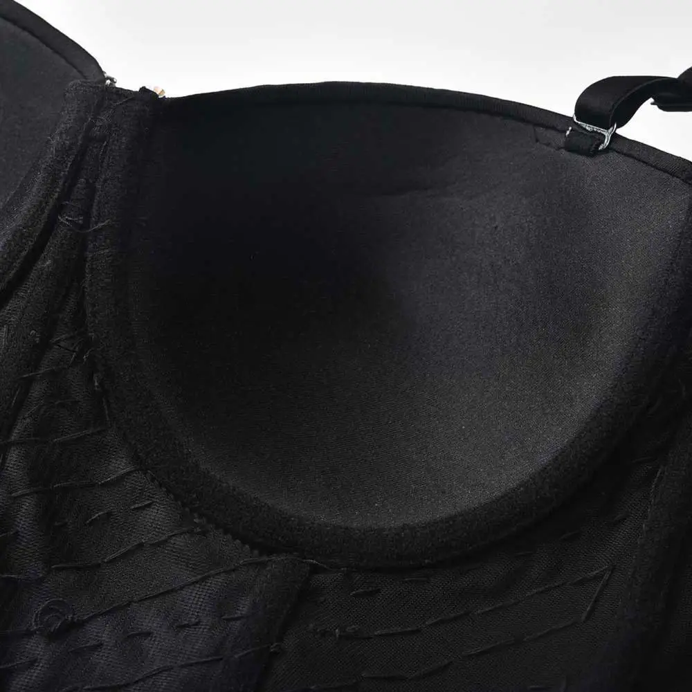 Gray Sexy Rock Punk Bra Diamond & Pearl Decoration Push Up Bralette Lingerie Anti-light Shockproof Bra Clubwear Corset Plus Size