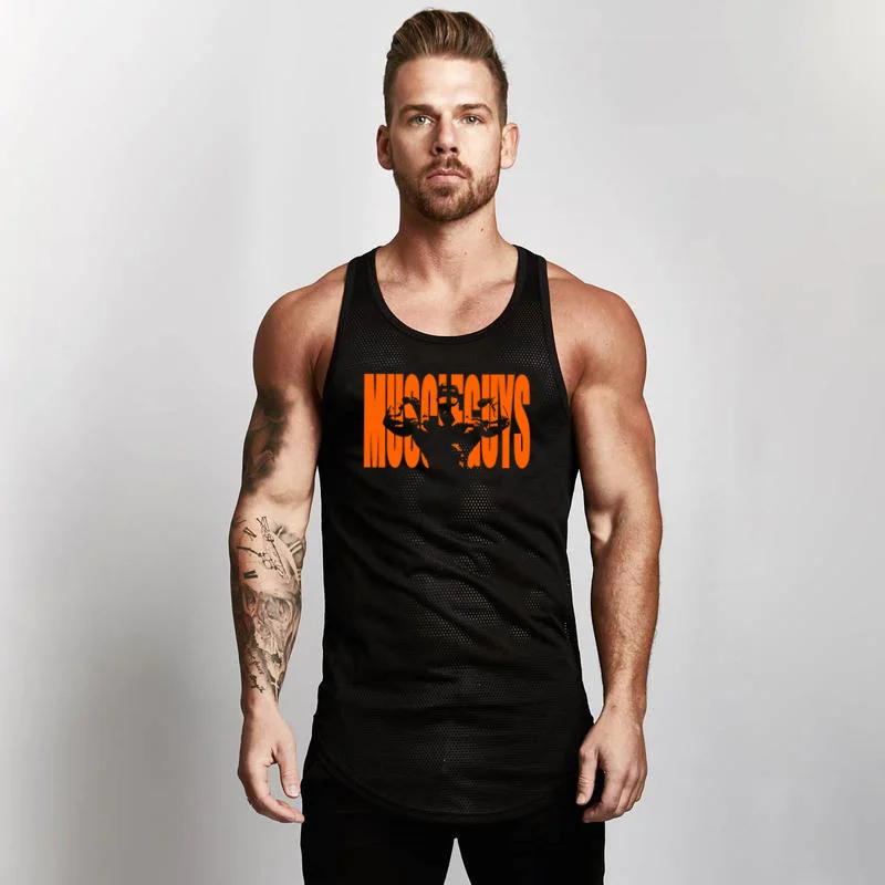 

New Mesh Tank Top Men Fitness Mens Singlets Fashion Casual Sleeveless Shirts Clothing Bodybuilding Workout Gym Vest Fitness Men