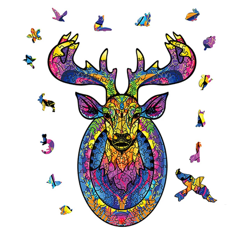 

Wooden Animals Puzzle Toy Unicorn High Difficulty Unique Irregular Shape Jigsaw Puzzle For Adults Kids Fidget Toys Gift