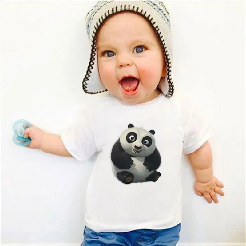 

Милые футболки для мальчиков с пандой для детей, милая рубашка для девочек с аниме, повседневная детская рубашка с милой пандой, дизайнерская эстетичная простая детская одежда