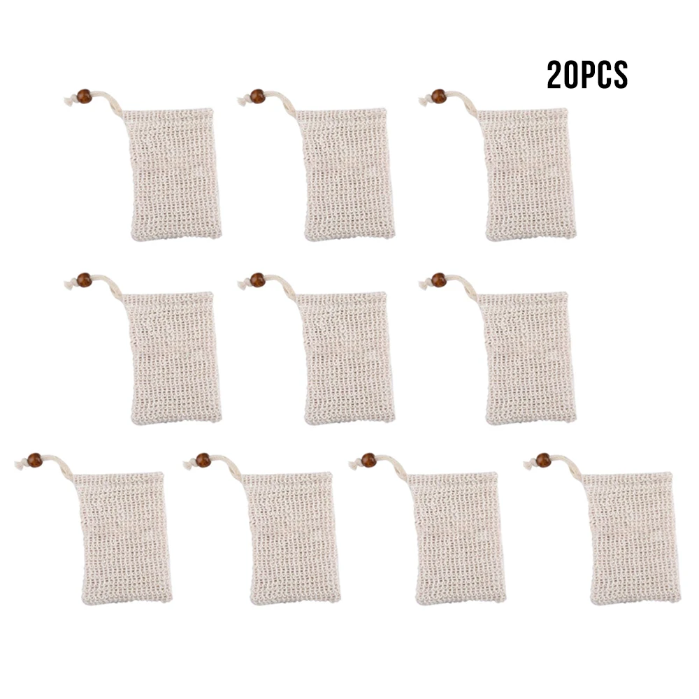 

20pcs Nice Natural Ramie Shower Exfoliator Sponge Pouch Net Comfortable Bubble Blister Mesh Soap Saver Foaming Bag