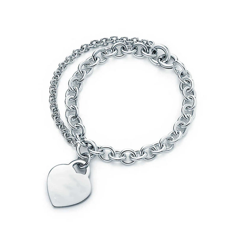 

Hot Sale Heart Bracelets Bangles for Women Girl Ladies Valentine Gift Original 1:1 S925 Sterling Silver Brand Jewelry