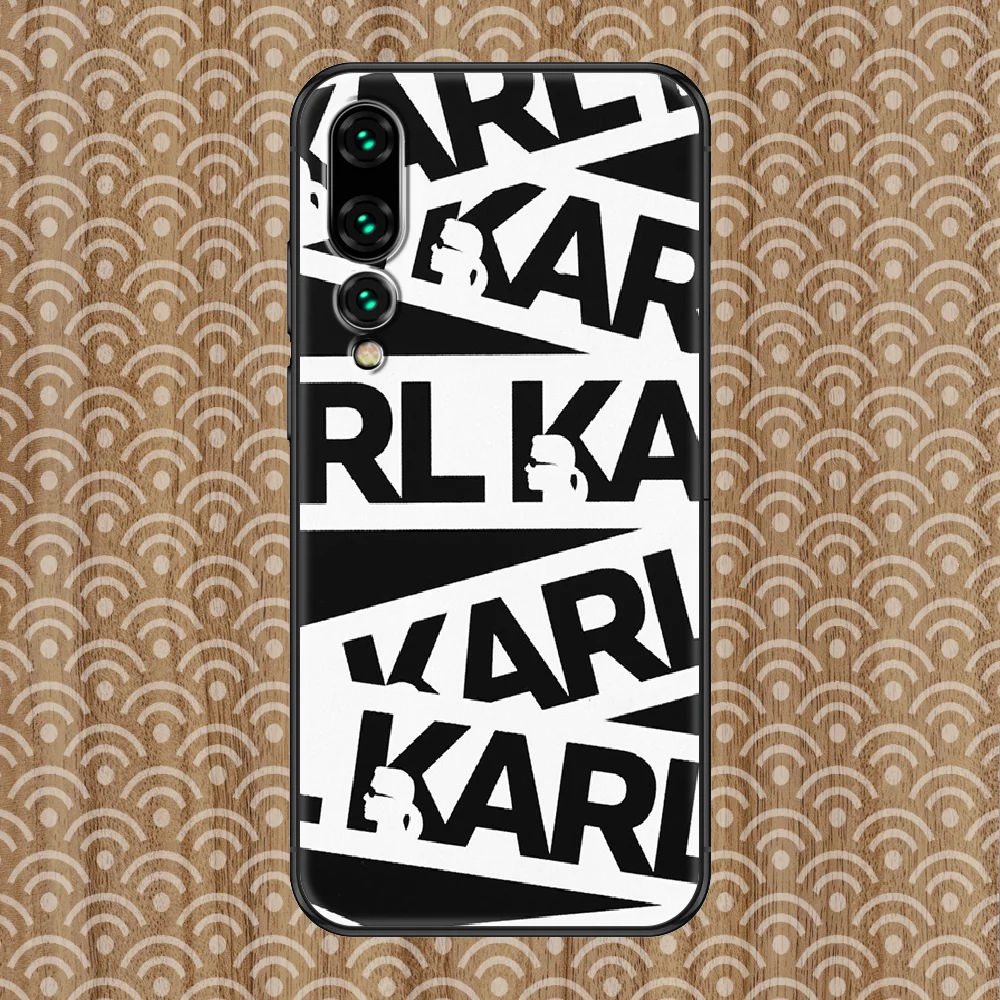 

Lagerfeld Brand designer Karls Luxury Phone case For Huawei P Mate P10 P20 P30 P40 10 20 Smart Z Pro Lite 2019 black fashion