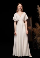 2021 simple new style elegant v neck backless flare half sleeve vintage satin bride dress wedding gown %d1%81%d0%b2%d0%b0%d0%b4%d0%b5%d0%b1%d0%bd %d0%bf%d0%bb%d0%b0%d1%82