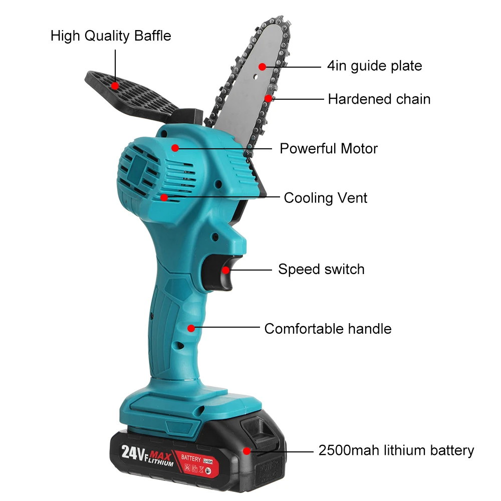 4 Inch Mini Electric Saw Chainsaw Rechargeable Garden Pruning Logging Woodworking Tools Wood Cutters For Makita 18V Battery | Инструменты