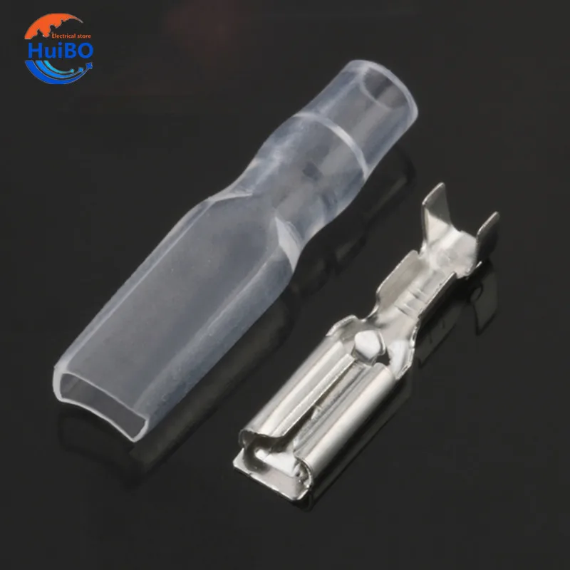 

100Sets(200pcs) Female Spade Connector 2.8 Crimp Terminal with Insulating Sleeves Cold Pressed Terminals Lock