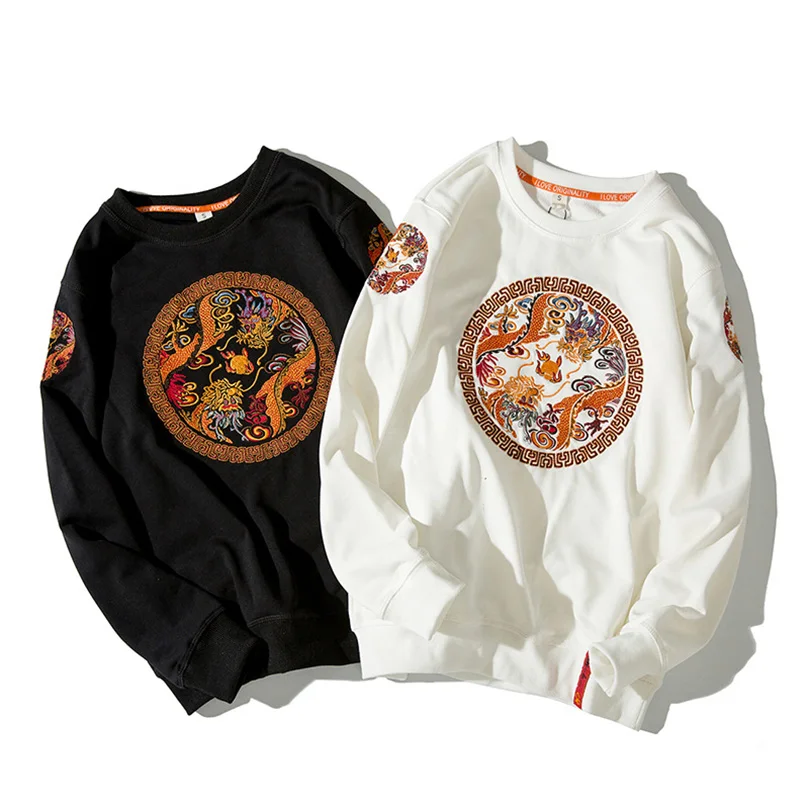 Толстовка мужская флисовая с круглым вырезом и вышивкой | Мужская одежда