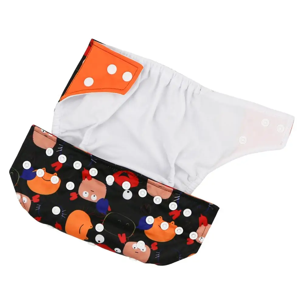 Pa&ntilde;al de tela ajustable para beb&eacute;, pa&ntilde;al reutilizable con bolsillo, impermeable, estampado, 2 unids/set por juego, env&iacute;o directo-3