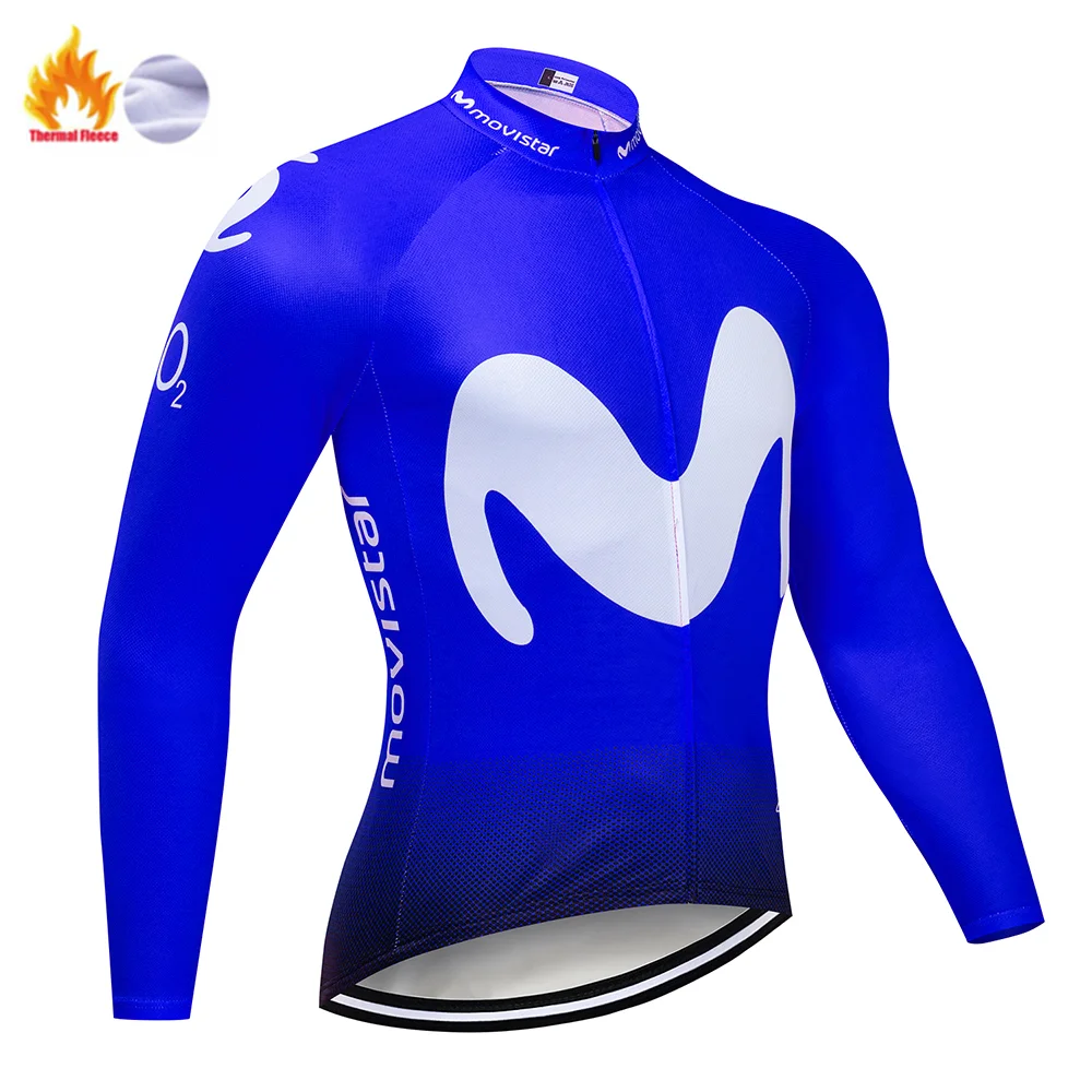 Winter Jersey Флуоресцентный Movistar зимний термальный флисовый велосипедный комплект велосипедная Одежда MTB велосипедная одежда Велоспорт Джерси Набор Майо Ropa Ciclismo - Цвет: Winter Jersey