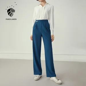 Женские брюки с высокой талией fansilеним, черные повседневные плиссированные брюки, для офиса, для осени и зимы, элегантные