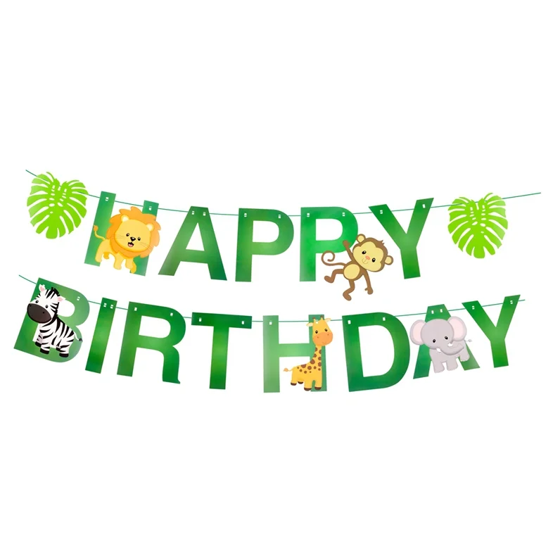 birthday banner 10 шт. воздушные шары из алюминиевой фольги с мультяшными животными для вечеринки в стиле сафари, украшение для дня рождения, милый воздушный шар, повязка на голову - Цвет: birthday banner