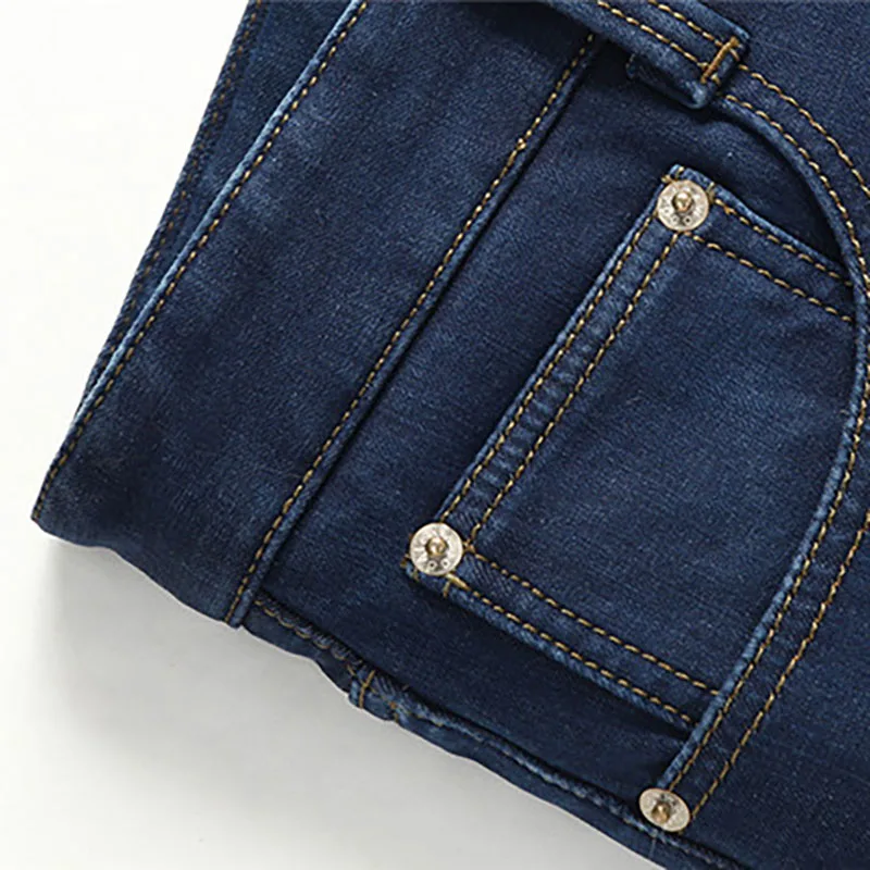 Джинсы мужские Зимние флисовые классические Стрейчевые теплые фланелевые брюки