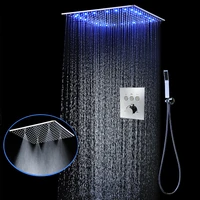 led ceiling shower set 20inches spa mist rainfall bathroom showerhead system thermostatic push button panel mixer faucets