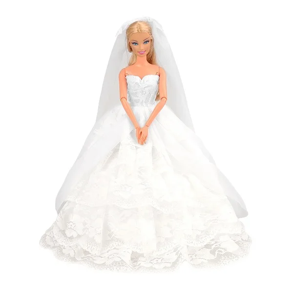 No Doll Ручной работы длинный хвост Вечеринка свадьба белое платье куклы нашего поколения одежда для Аксессуары для Барби для куклы DIY подарок - Цвет: No Doll