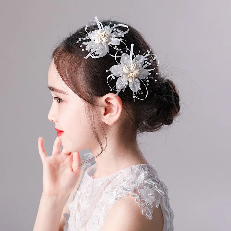 

2021 New Kids Pearl Flower Hair Clips Toddlers Girls Hairpins Korean Barrettes Wedding Children Hair Accessories