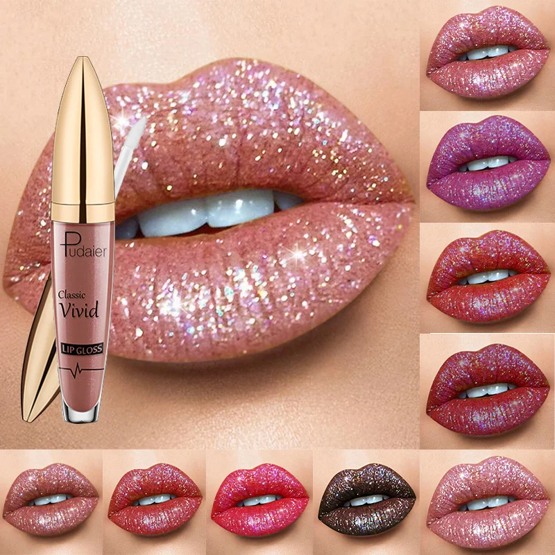 

18 Colors Diamond Shimmer Glitter Lipg Loss Matte To Glitter Liquid Lipstick Waterproof Diamond Pearl Colour Lip Gloss Make Up