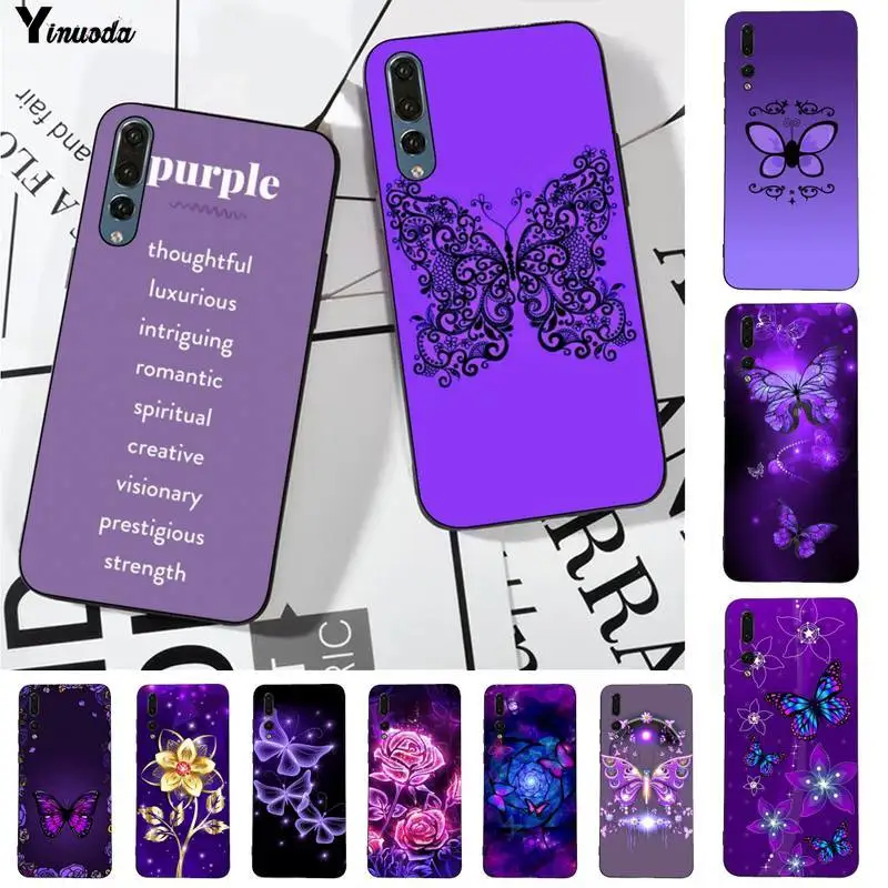 

Yinuoda Purple beautiful infinite butterfly flower Luxury Phone Case for huawei P8 P9 p10 p20 P30 P40 pro lite psmart 2019