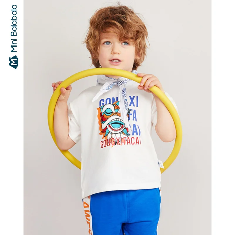 Mini balabala/футболка для мальчиков Удобная хлопковая летняя Базовая рубашка с