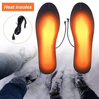 1pair usb heated shoe insoles washable can be cut foot warmer pad winter sock mat d0