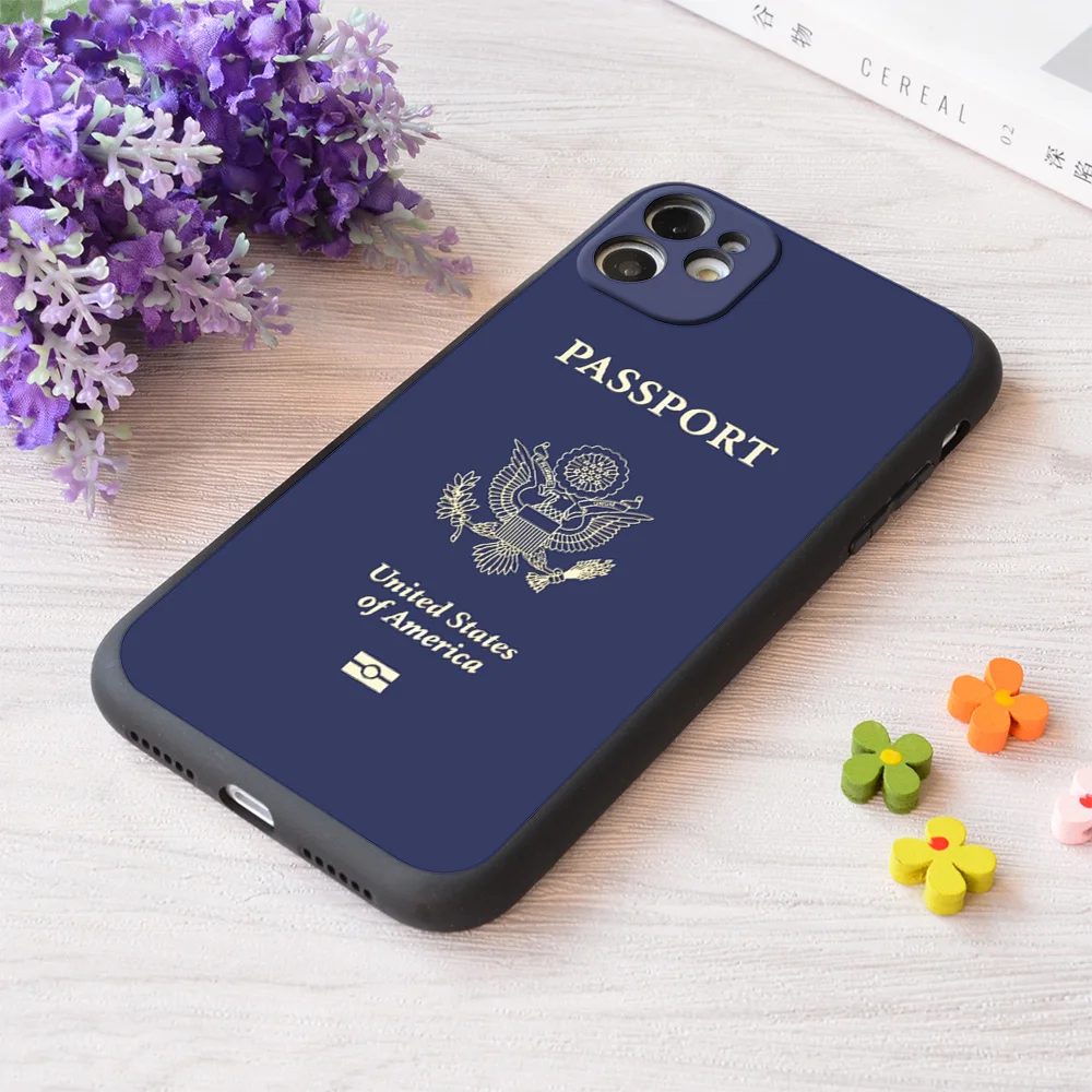 

For iPhone American Passport Blue Print Soft Matt Apple Case