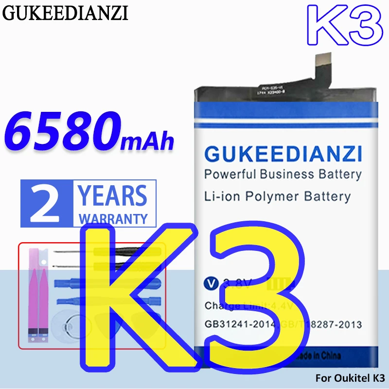 

High Capacity GUKEEDIANZI Battery K3 6580mAh For Oukitel K3 OukitelK3