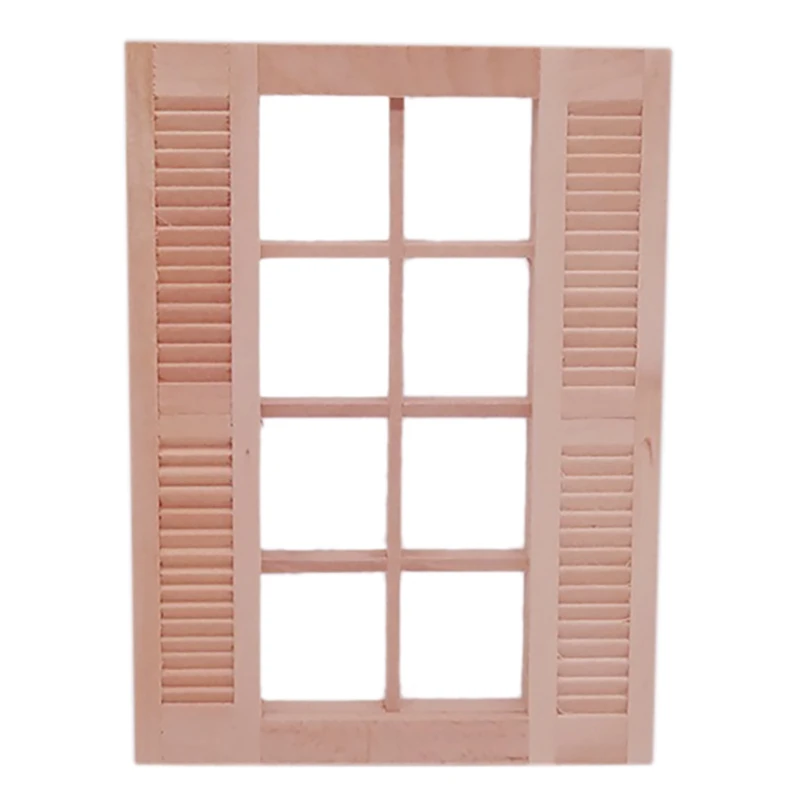 

Dollhouse Decoration Accessories, 1:12 Dollhouse Furniture Miniature Scenes Wooden 8 Pane Window Withshutters