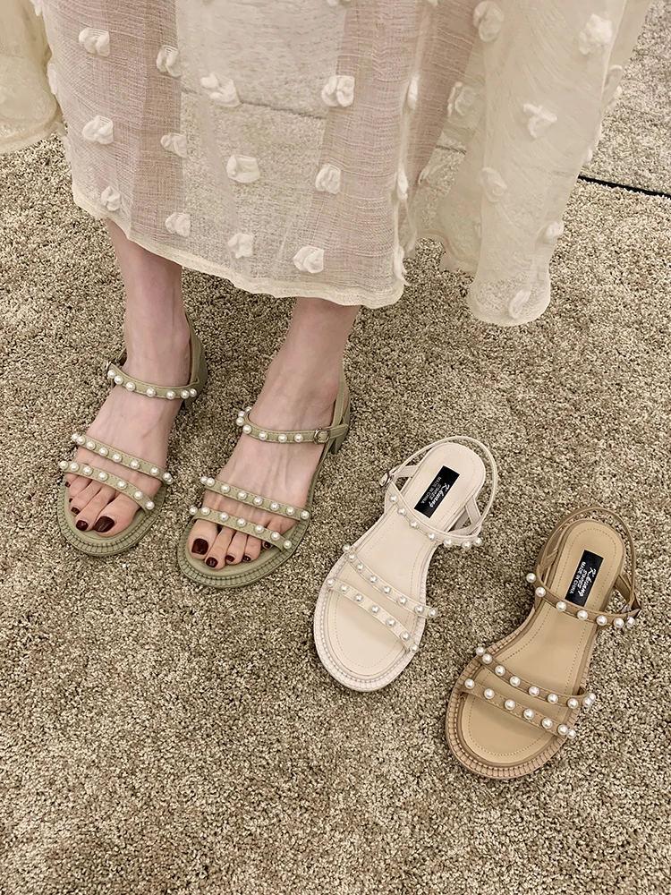 

Roman Sandals Female Shoe High Heels Med Espadrilles Platform 2021 Summer Open Toe Gladiator Girls High-heeled Beige Block Fashi
