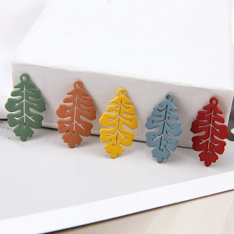10pcs/lot 19*33mm Painting Leaves Charms Simple Earrings Findings | Украшения и аксессуары
