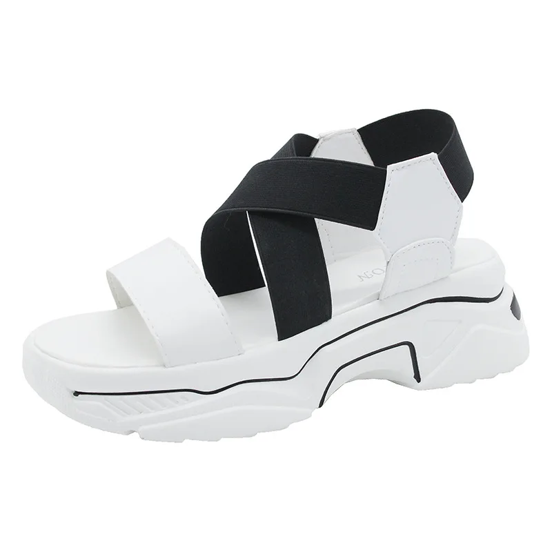 

Summer 2021 New Gladiator Sandals for Women Wedges Fashion Platform Shoes Woman Casual Elastic Band Mixed Colors Women Sandals