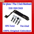 Материнская плата, 100% оригинал, бесплатный icloud для iphone 7 Plus, 5,5 дюйма, 32 ГБ, 128 ГБ, 256 ГБ, сбез Touch ID, логическая плата, поддержка обновления ОС и 4G