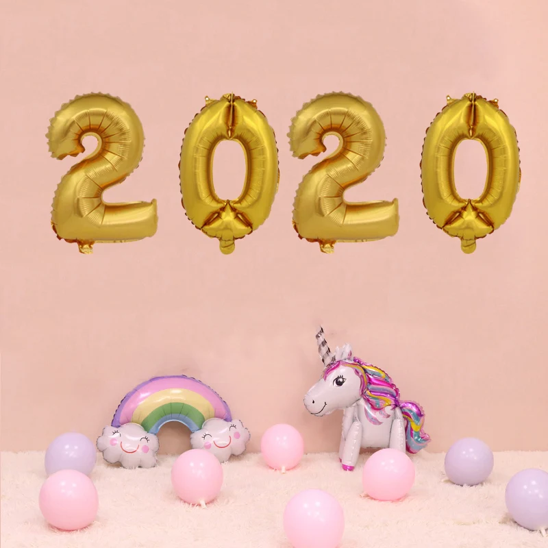 Шар из фольги с новогодней звездой 2020 круглый шар цифрами на Рождество вечерние