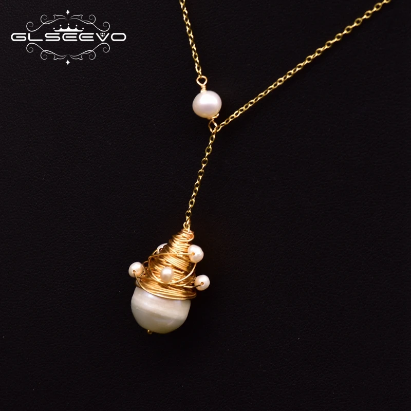 Женское ожерелье из серебра 925 пробы с натуральным пресноводным