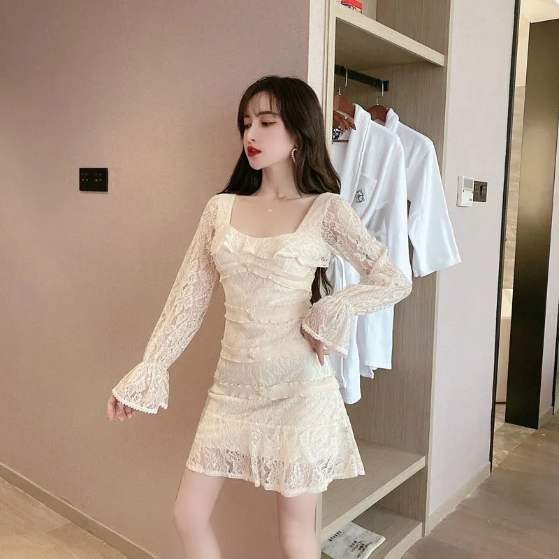 

Sexy Club Lace Mini-dresses Evening Party Fashion Brand Dress Elegant Women's Clothing Spring Autumn Style Vestido Moda New