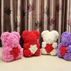 Милый плюшевый розовой мишкой Искусственные из ПЭ розы футболка с мультяшными принтами медведей и цветов подруги жена мать день Святого Валентина День Святого Валентина подарок ребенку на день рождения игрушка подарок