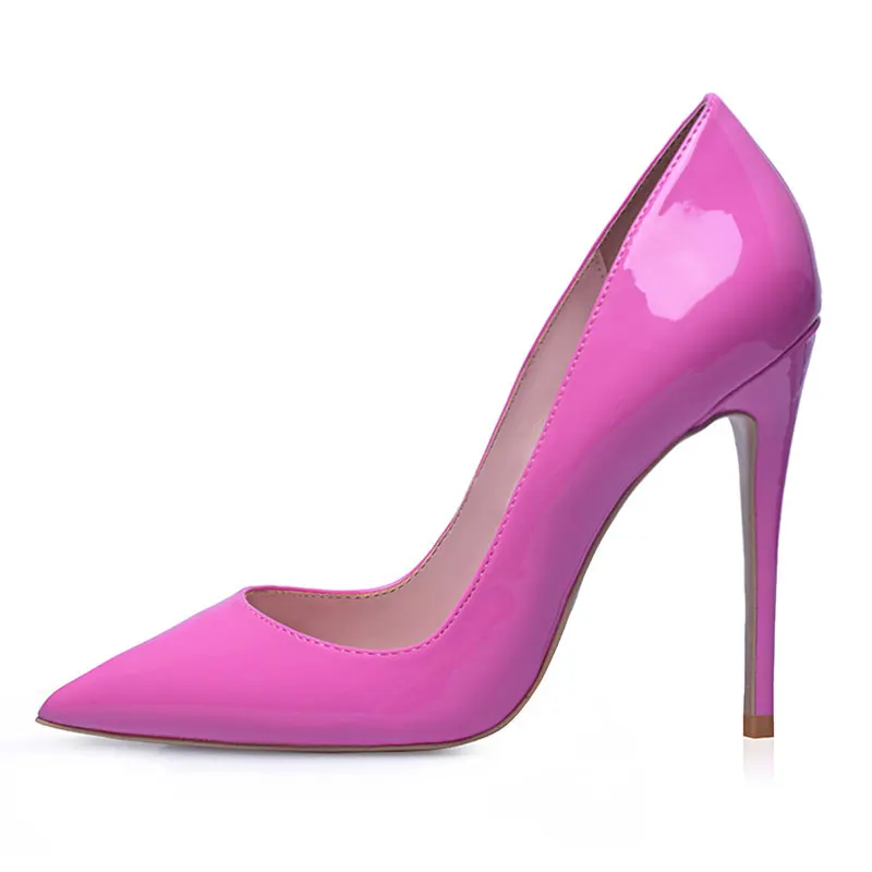 10CM HEEL HOT PINK ElisabetTang/белые туфли; женские красные туфли на высоком каблуке; черные туфли-лодочки; Серебристые лакированные свадебные туфли-лодочки на шпильке; пикантная женская обувь - Цвет: 10CM HEEL HOT PINK